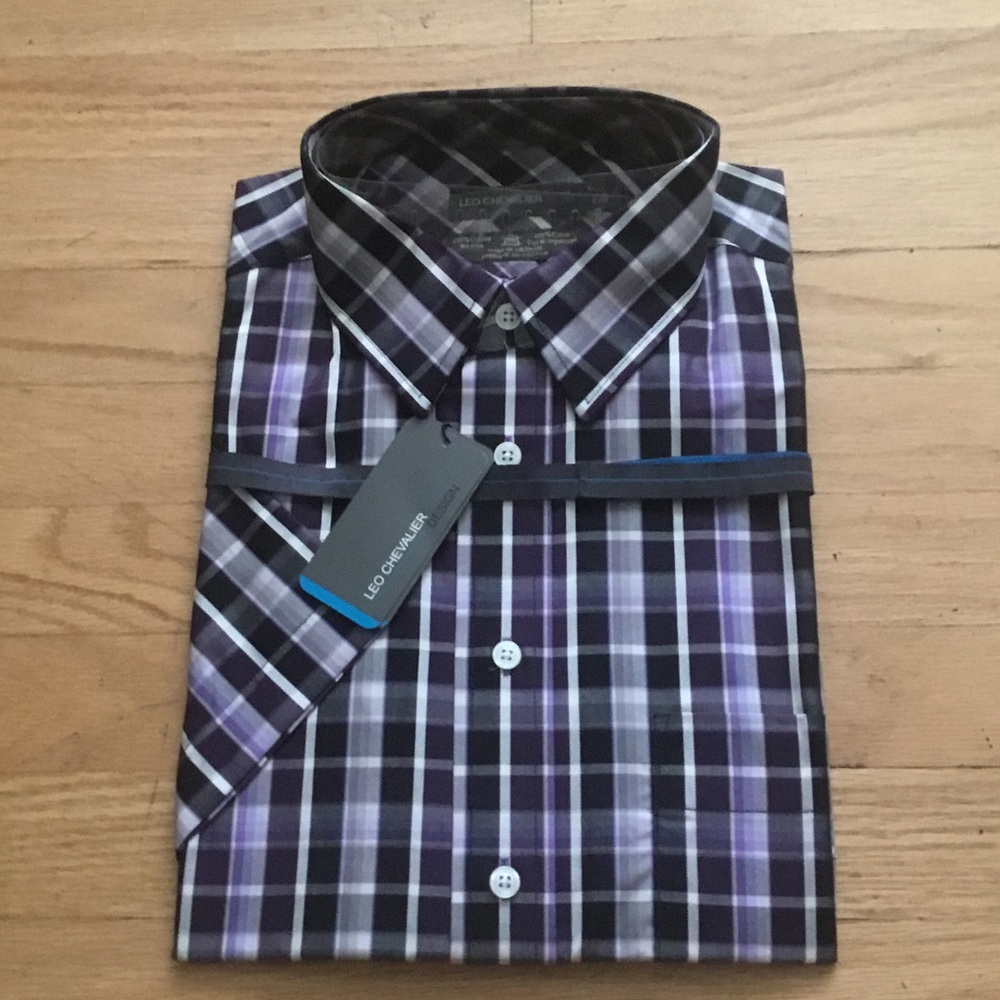 Purple Plaid Dress Shirt for Men